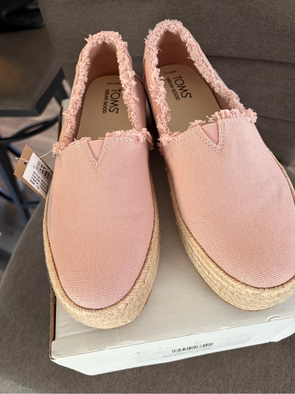 TOMS Pink Canvas Velencia Espadrilles Platform Slip-On shoes NWT